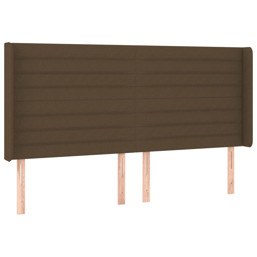 Cabeceira de cama c/ luzes LED tecido 183x16x118/128cm castanho