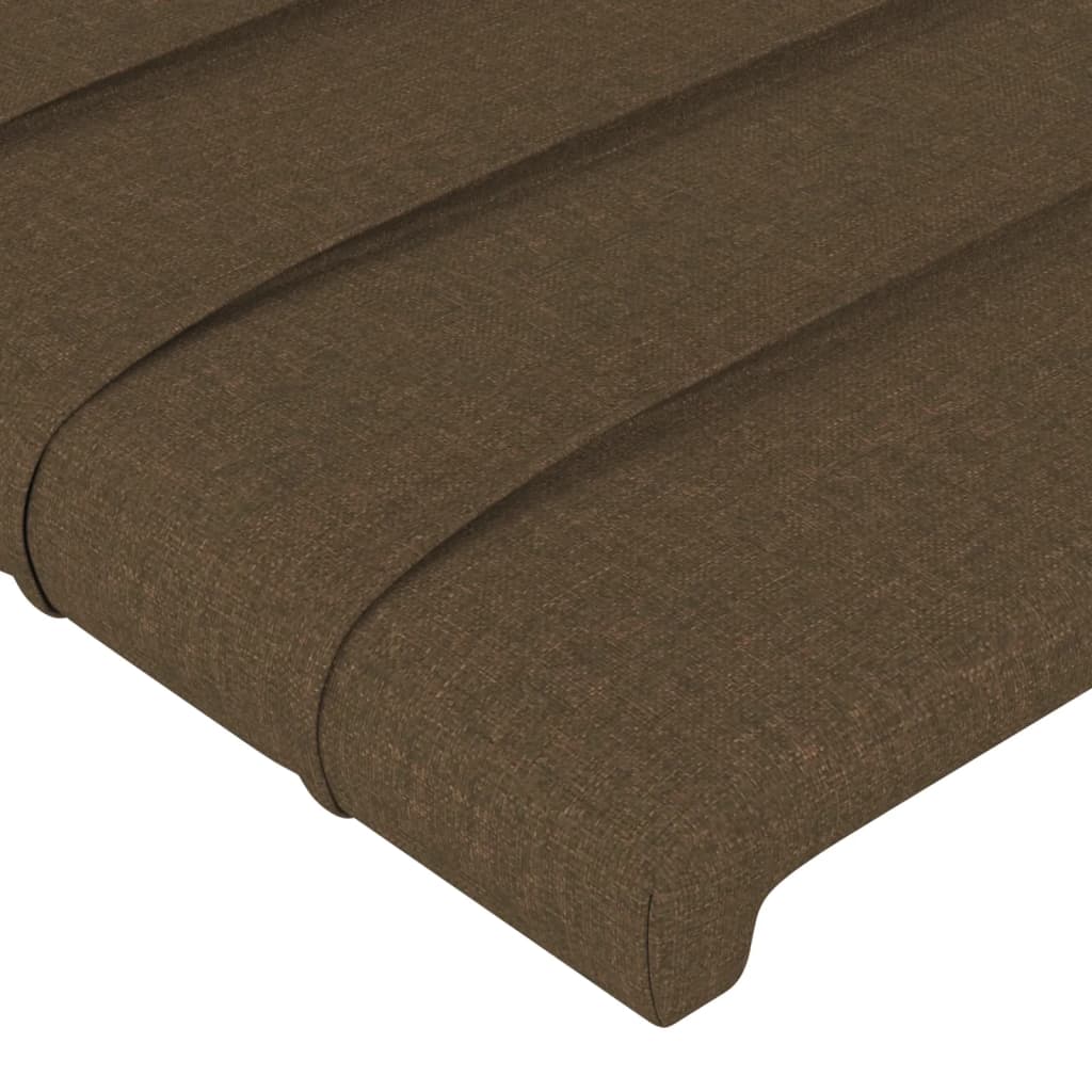 Cabeceira de cama c/ luzes LED tecido 183x16x118/128cm castanho