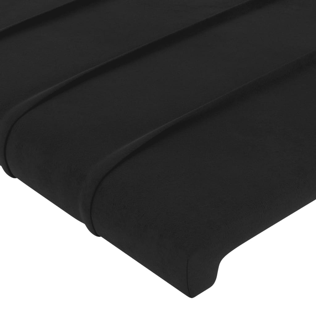 Cabeceira de cama c/ luzes LED veludo 83x16x118/128 cm preto