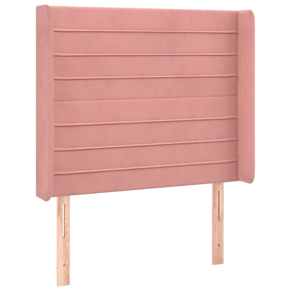 Cabeceira de cama c/ luzes LED veludo 83x16x118/128 cm rosa