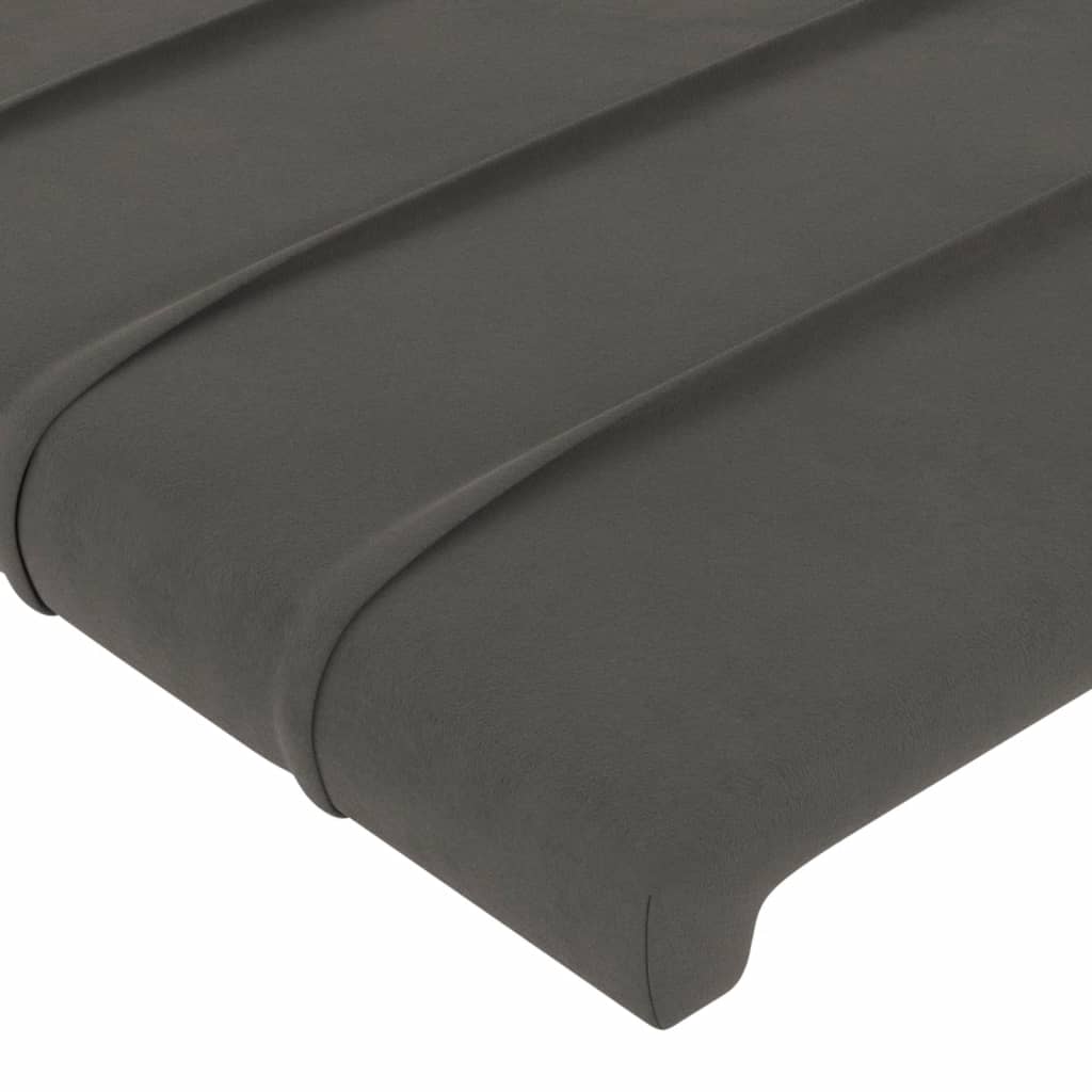 Cabeceira de cama c/ LED veludo 147x16x118/128 cm cinza-escuro