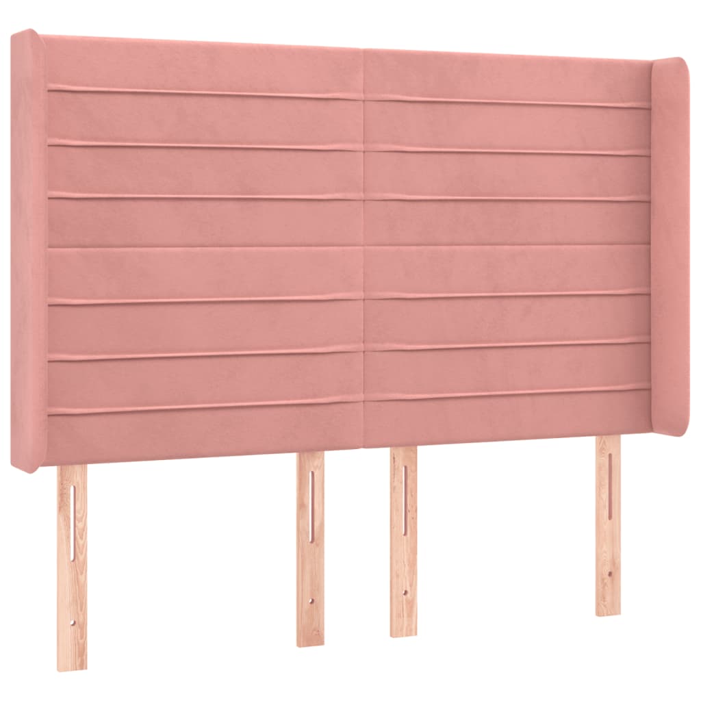 Cabeceira de cama c/ luzes LED veludo 147x16x118/128 cm rosa