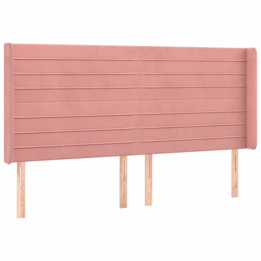 Cabeceira de cama c/ luzes LED veludo 183x16x118/128 cm rosa