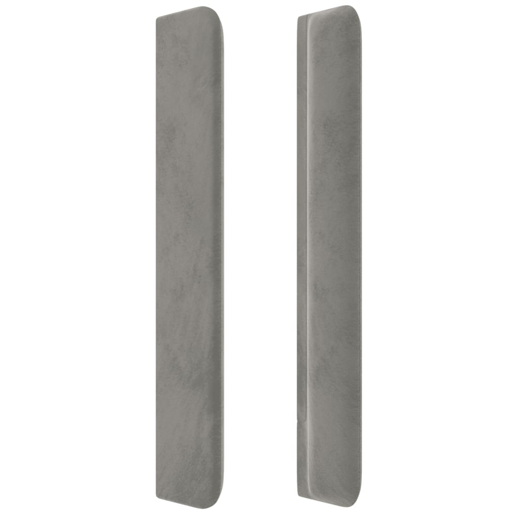 Cabeceira cama c/ luzes LED veludo 203x16x118/128cm cinza-claro