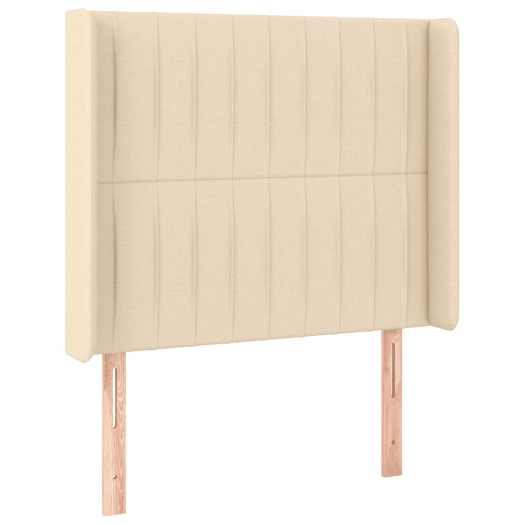 Cabeceira de cama c/ luzes LED tecido 93x16x118/128cm cor creme