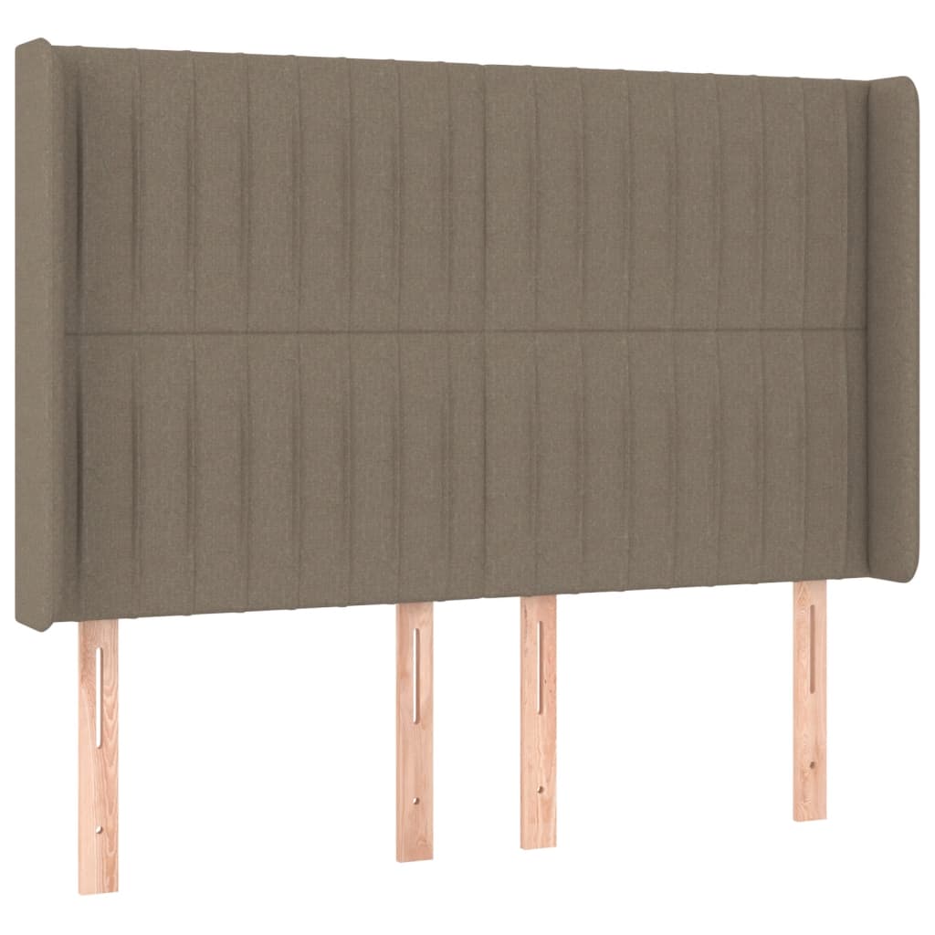 Cabeceira cama c/ LED tecido 147x16x118/128cm cinza-acastanhado
