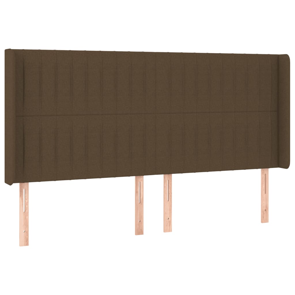 Cabeceira de cama c/ luzes LED tecido 163x16x118/128cm castanho