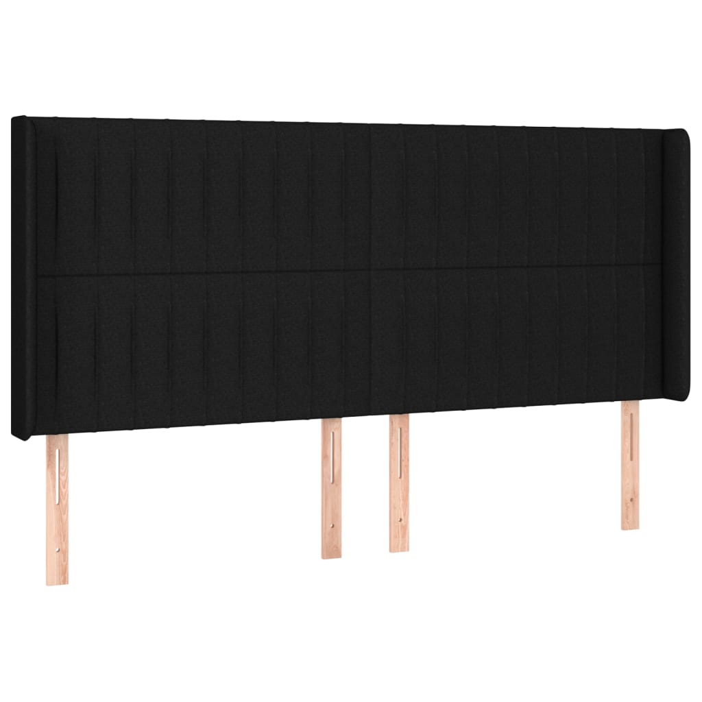 Cabeceira de cama c/ luzes LED tecido 183x16x118/128 cm preto