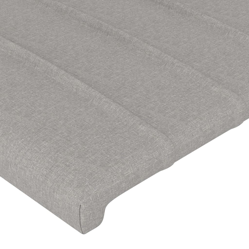 Cabeceira cama c/ luzes LED tecido 203x16x118/128cm cinza-claro