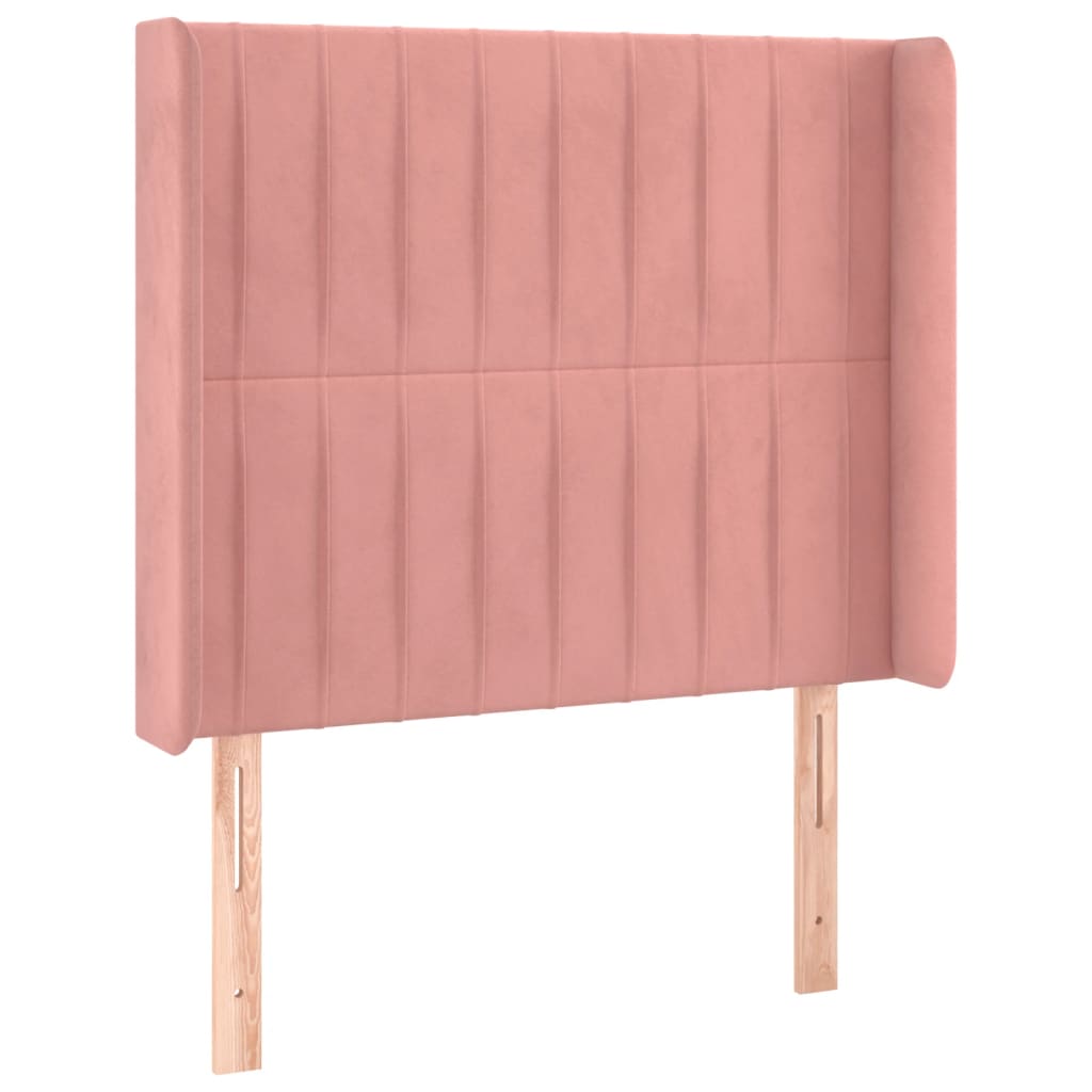 Cabeceira de cama c/ luzes LED veludo 93x16x118/128 cm rosa