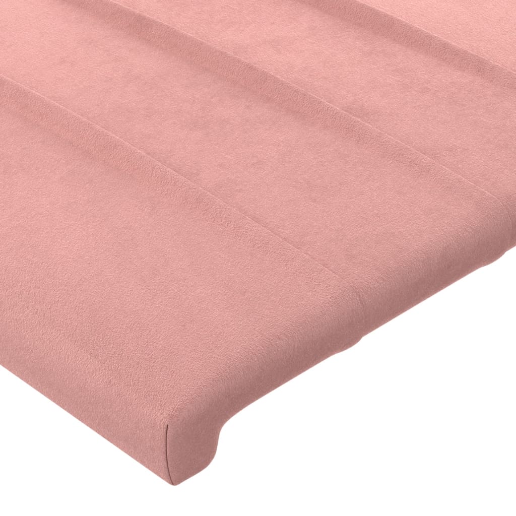 Cabeceira de cama c/ luzes LED veludo 93x16x118/128 cm rosa