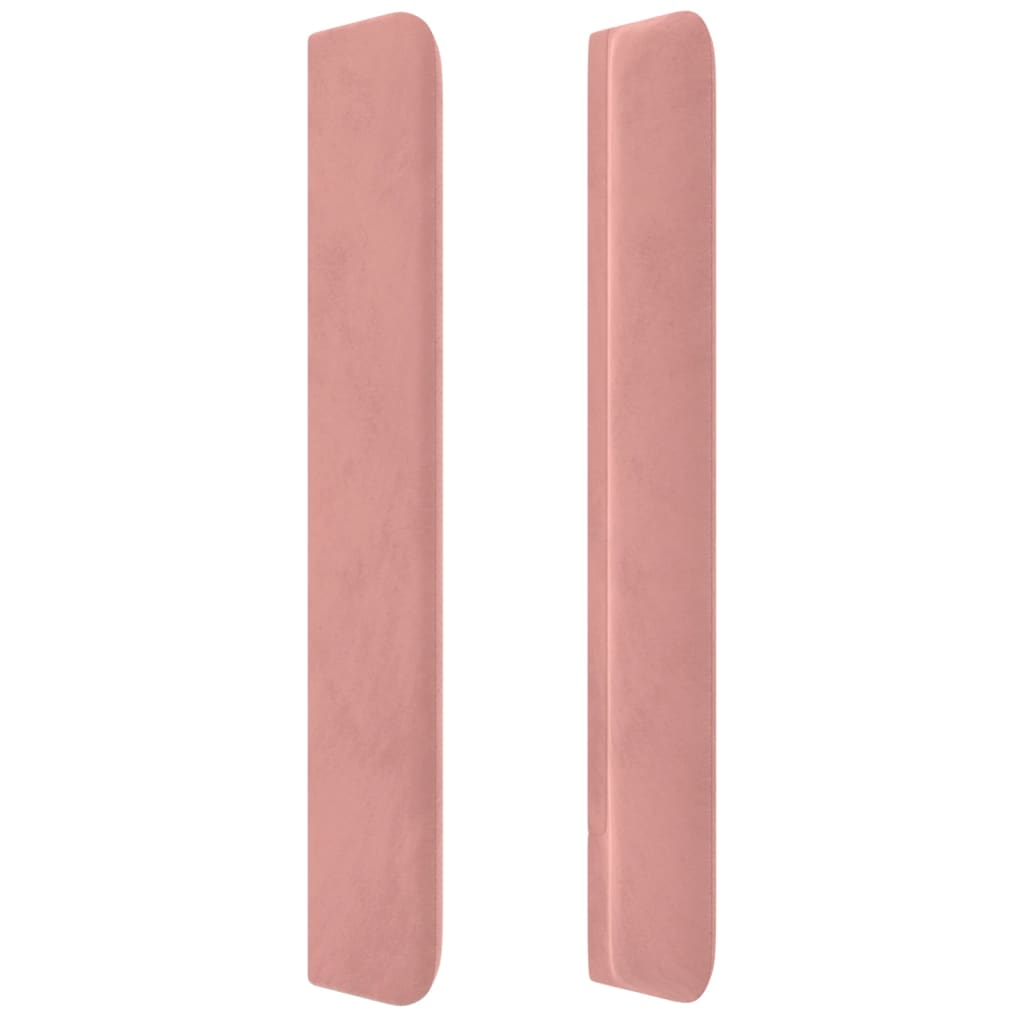 Cabeceira de cama c/ luzes LED veludo 147x16x118/128 cm rosa