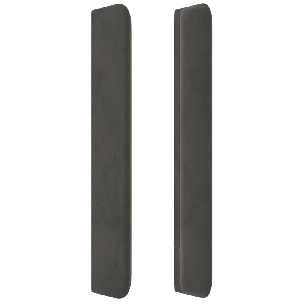 Cabeceira de cama c/ LED veludo 163x16x118/128 cm cinza-escuro