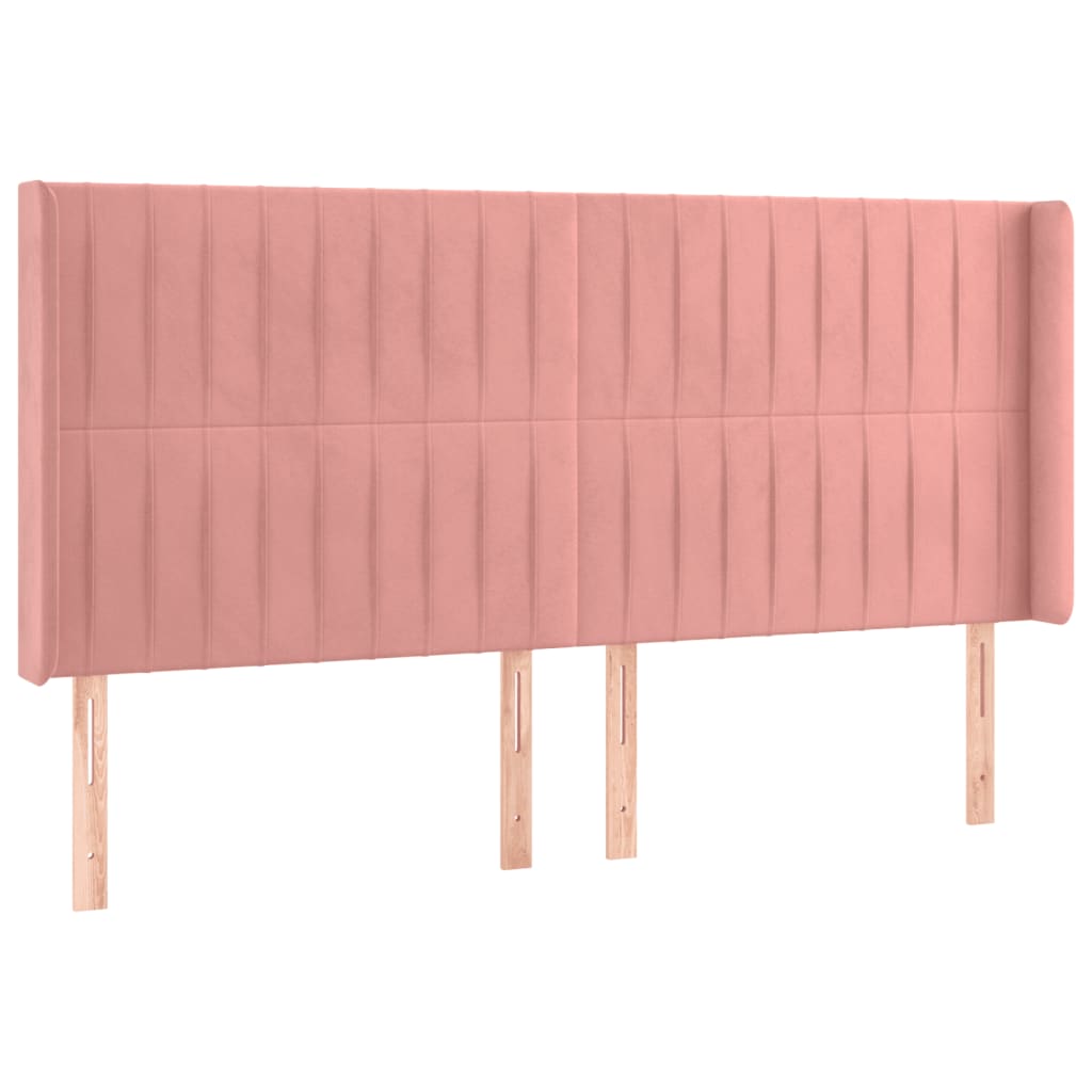 Cabeceira de cama c/ luzes LED veludo 183x16x118/128 cm rosa