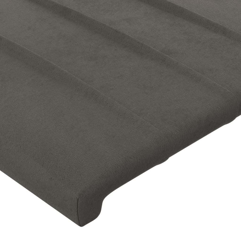 Cabeceira de cama c/ LED veludo 203x16x118/128 cm cinza-escuro