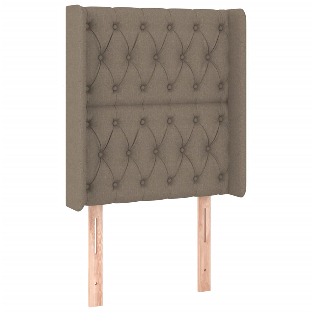 Cabeceira cama c/ LED tecido 83x16x118/128 cm cinza-acastanhado