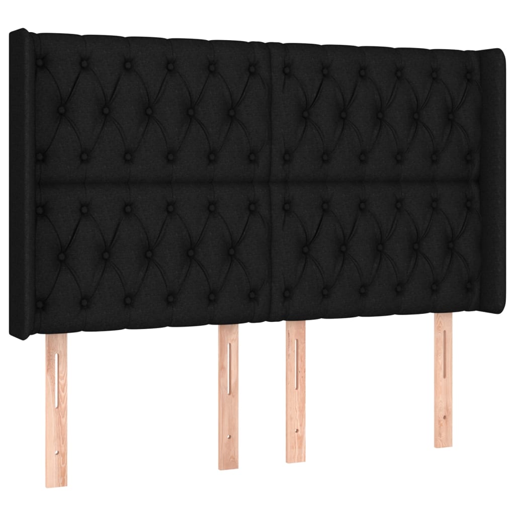 Cabeceira de cama c/ luzes LED tecido 163x16x118/128 cm preto