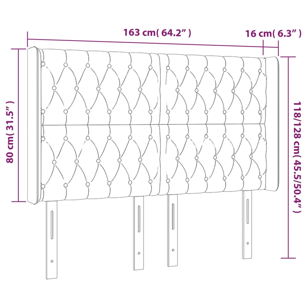 Cabeceira de cama c/ luzes LED tecido 163x16x118/128 cm azul