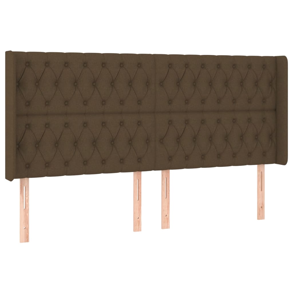 Cabeceira de cama c/ luzes LED tecido 183x16x118/128cm castanho