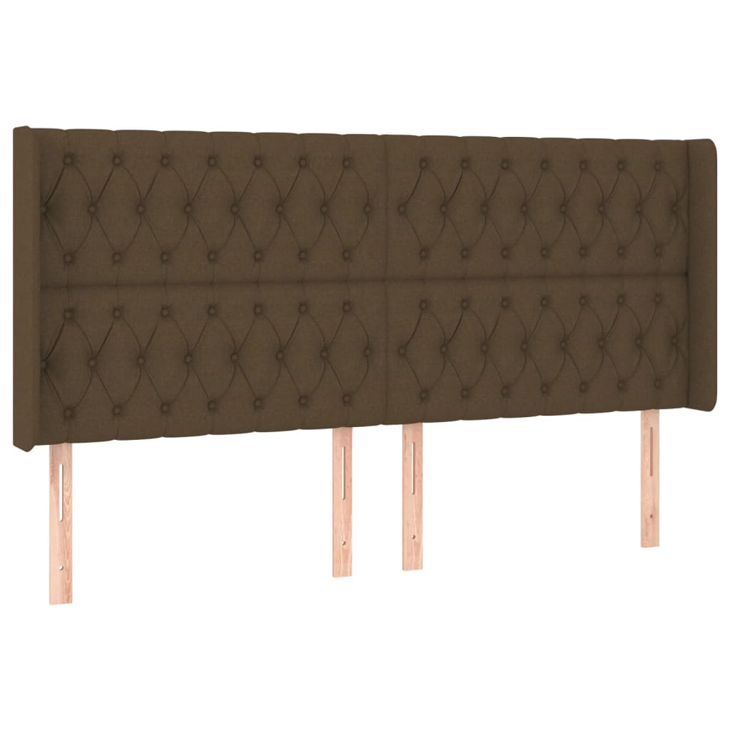 Cabeceira de cama c/ luzes LED tecido 203x16x118/128cm castanho