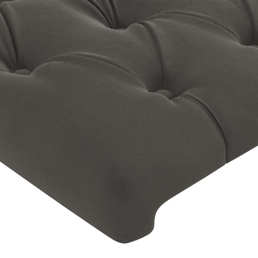 Cabeceira de cama c/ LED veludo 103x16x118/128 cm cinza-escuro