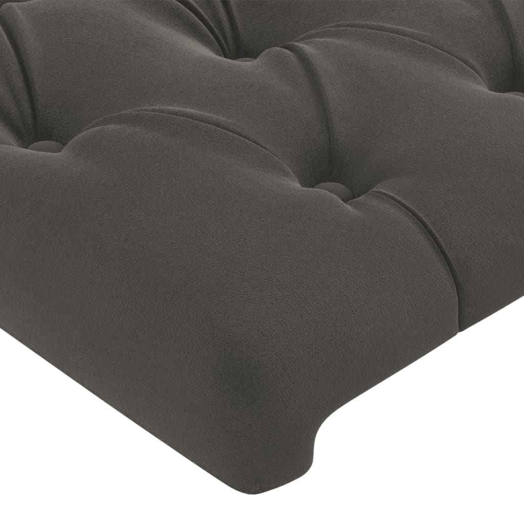 Cabeceira de cama c/ LED veludo 163x16x118/128 cm cinza-escuro