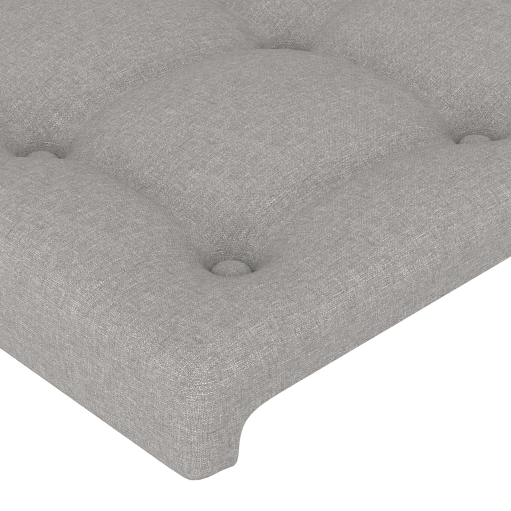 Cabeceira cama c/ luzes LED tecido 83x16x118/128 cm cinza-claro