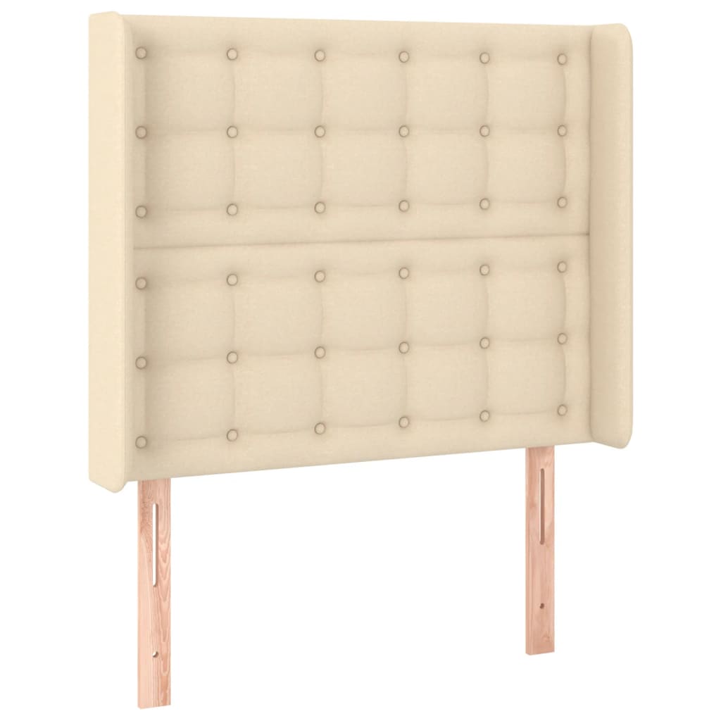 Cabeceira cama c/ luzes LED tecido 103x16x118/128 cm cor creme