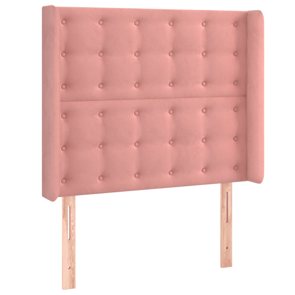 Cabeceira de cama c/ luzes LED veludo 83x16x118/128 cm rosa
