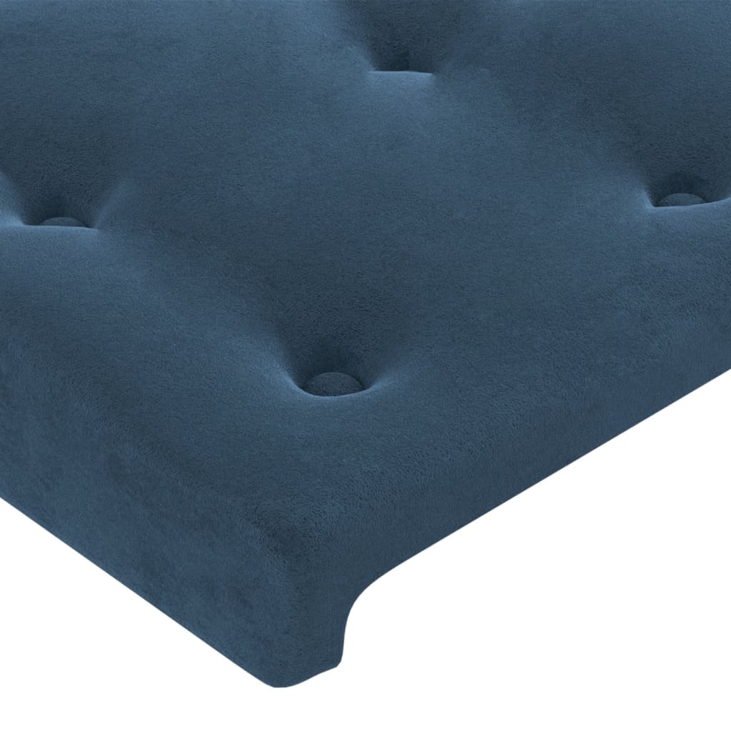 Cabeceira cama c/ luzes LED veludo 147x16x118/128cm azul-escuro