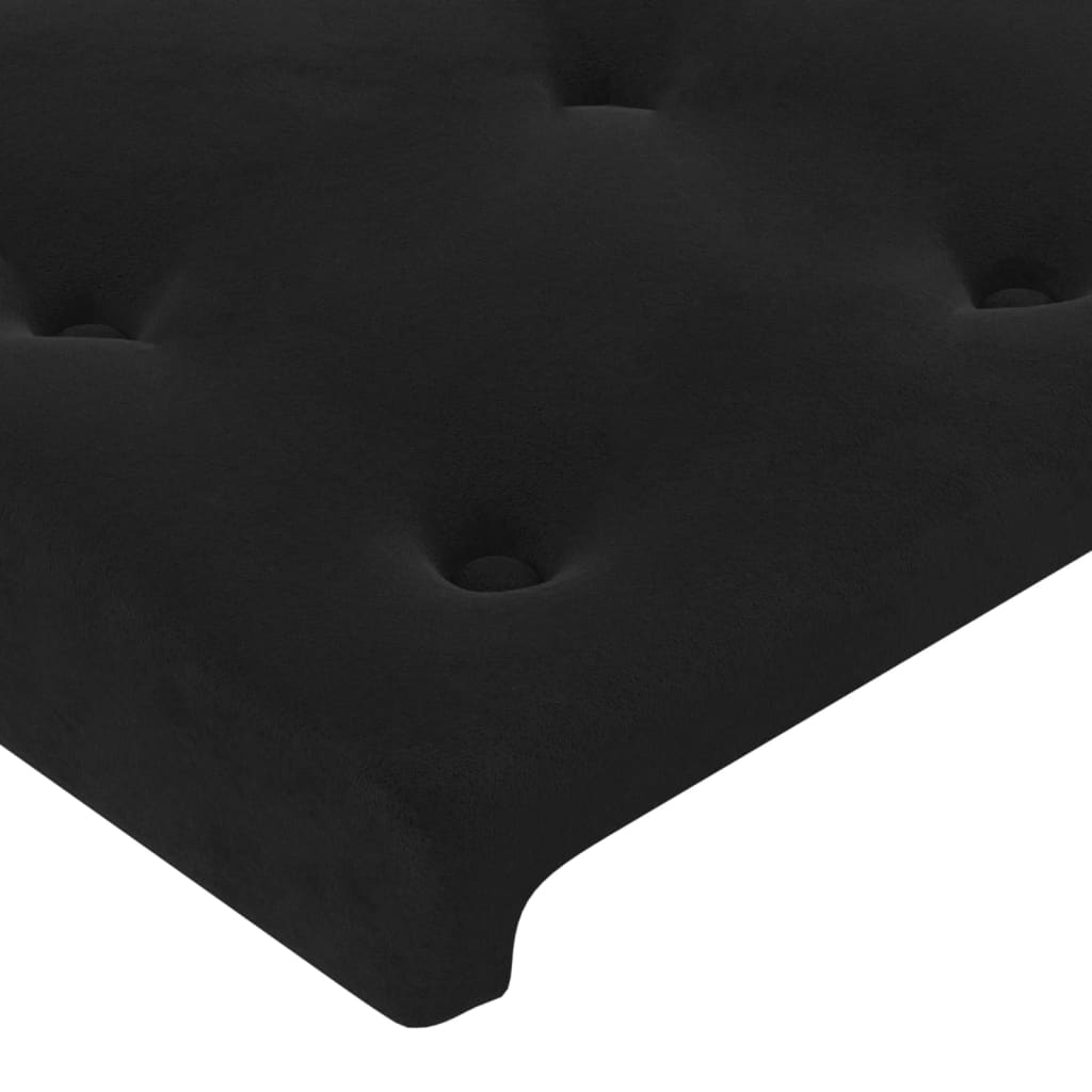 Cabeceira de cama c/ luzes LED veludo 163x16x118/128 cm preto