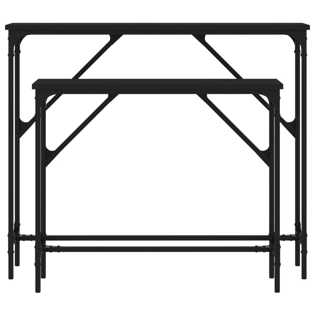 Mesas consola 2 pcs derivados de madeira preto