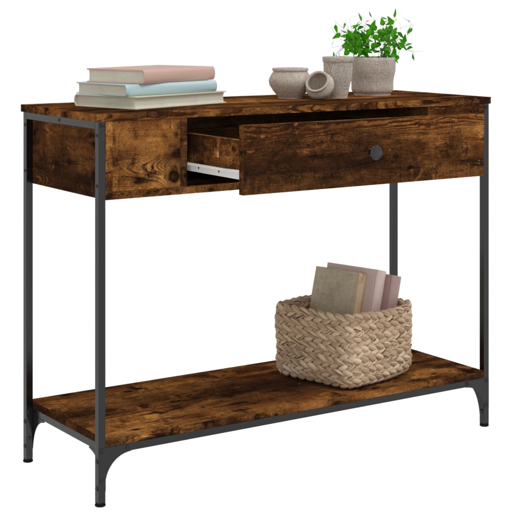 Mesa consola 100x34,5x75cm derivados de madeira carvalho fumado