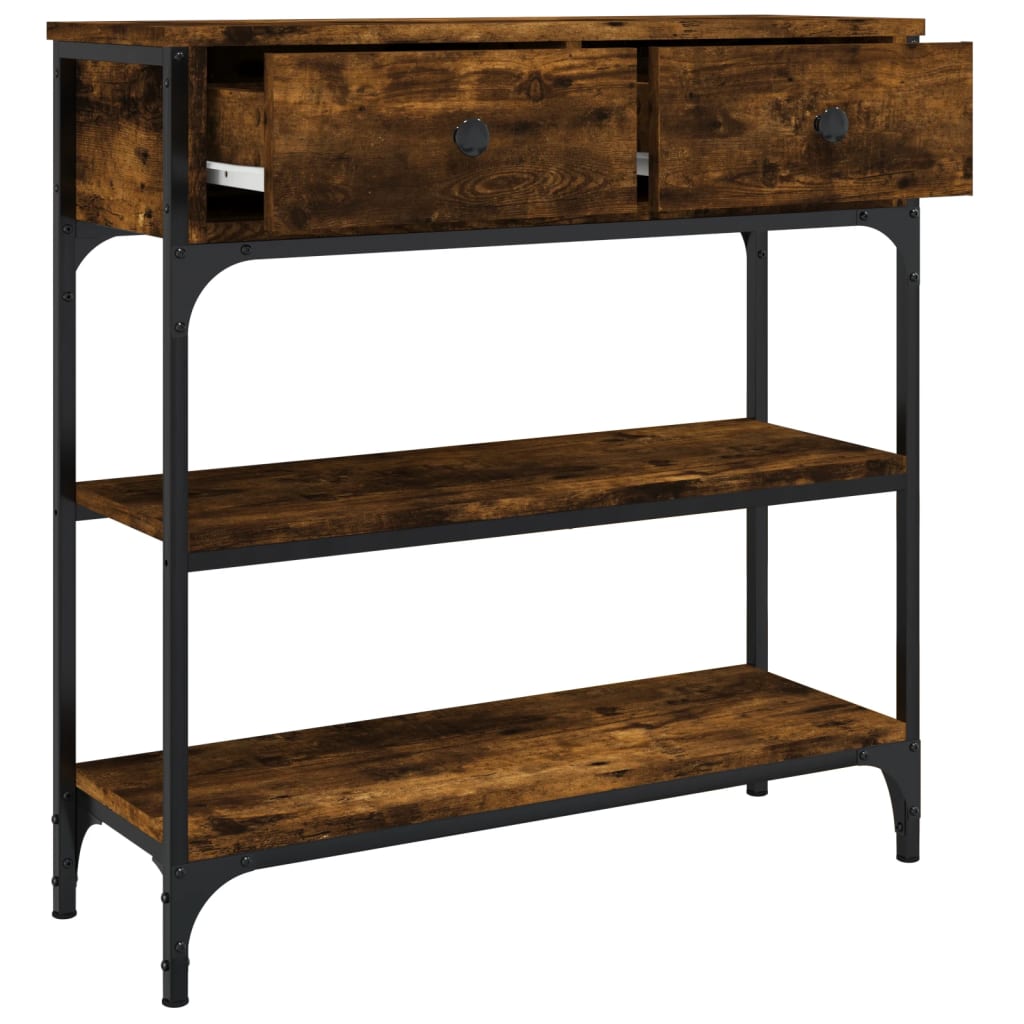 Mesa consola 72,5x25x75 cm derivados de madeira carvalho fumado