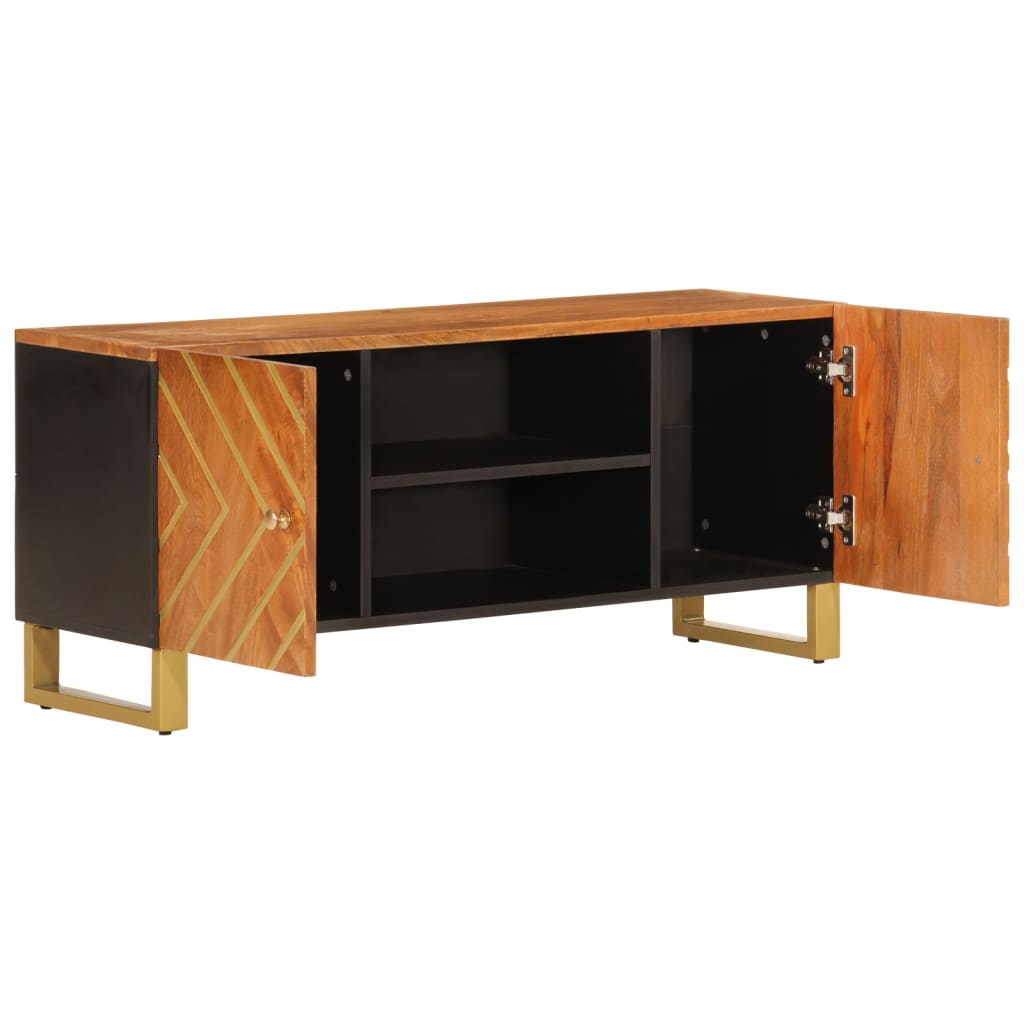 Móvel de TV 105x33,5x46 cm mangueira maciça castanho e preto