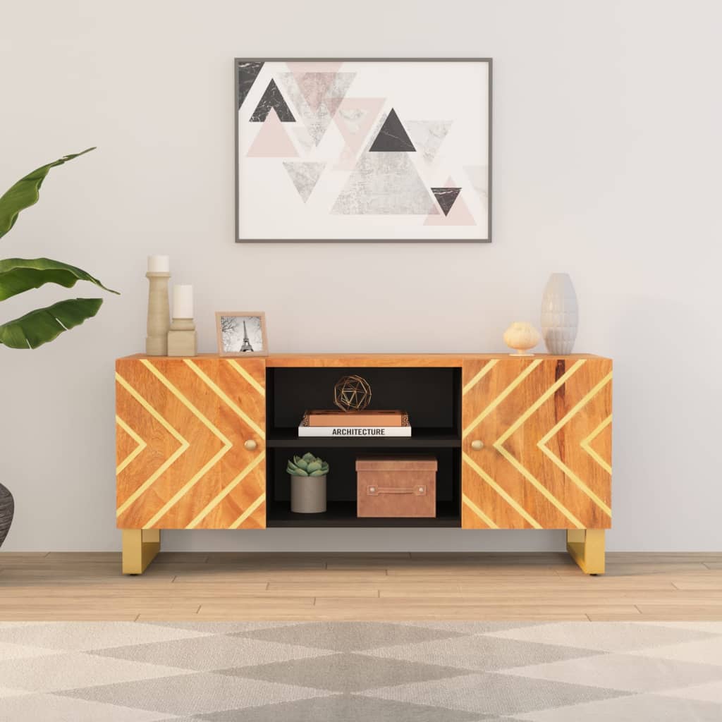 Móvel de TV 105x33,5x46 cm mangueira maciça castanho e preto