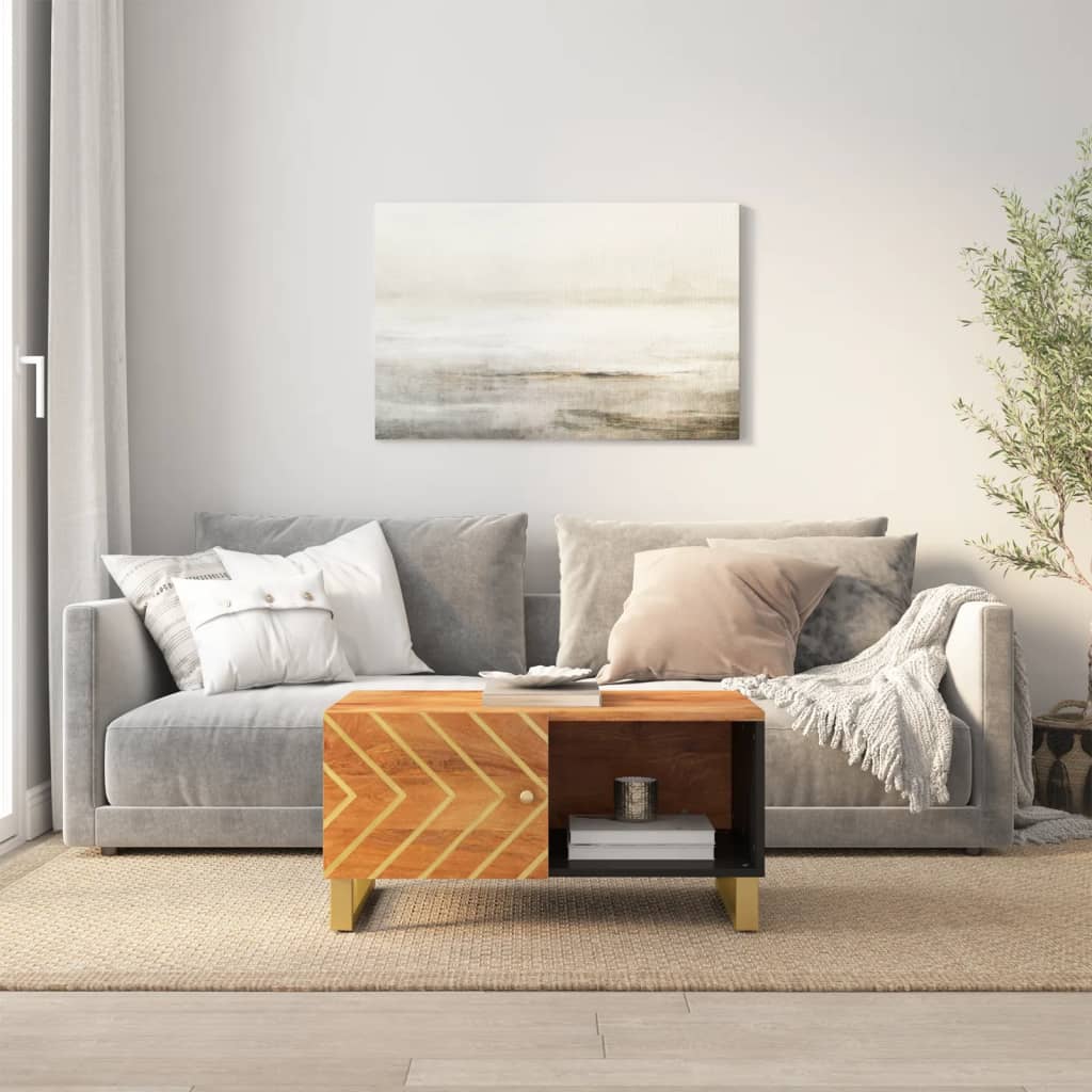 Mesa de centro 80x50x40 cm mangueira maciça castanho e preto