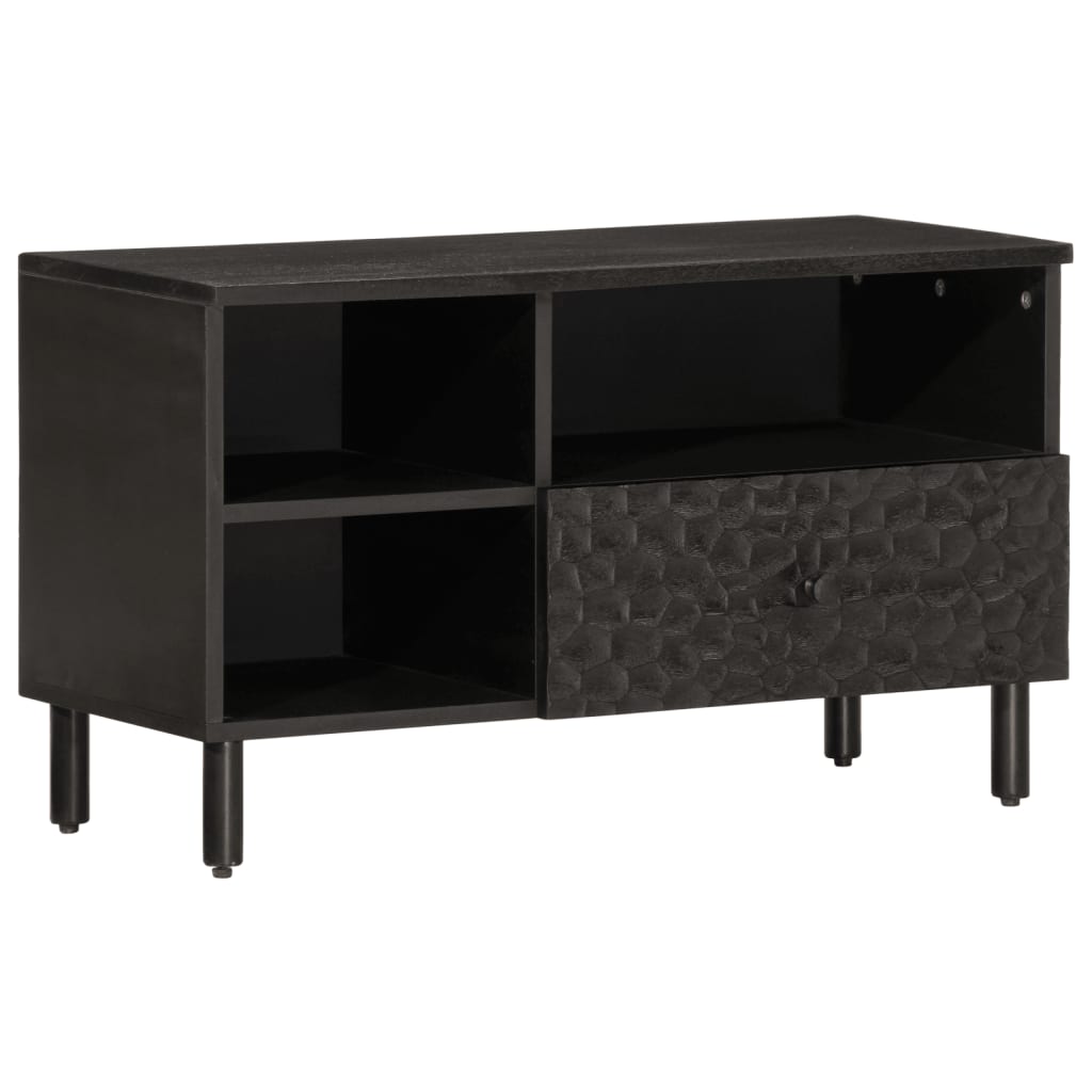 Móvel de TV 80x33x46 cm madeira de mangueira maciça preto