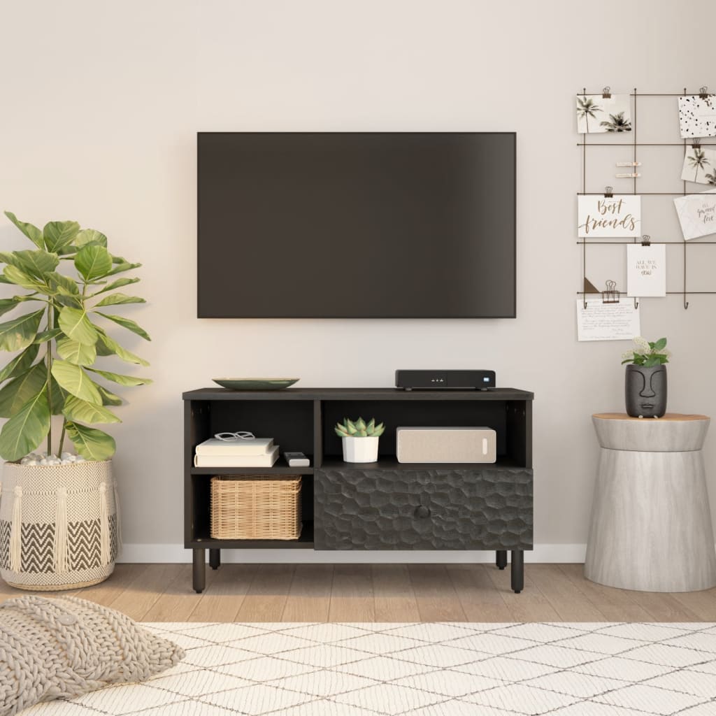 Móvel de TV 80x33x46 cm madeira de mangueira maciça preto