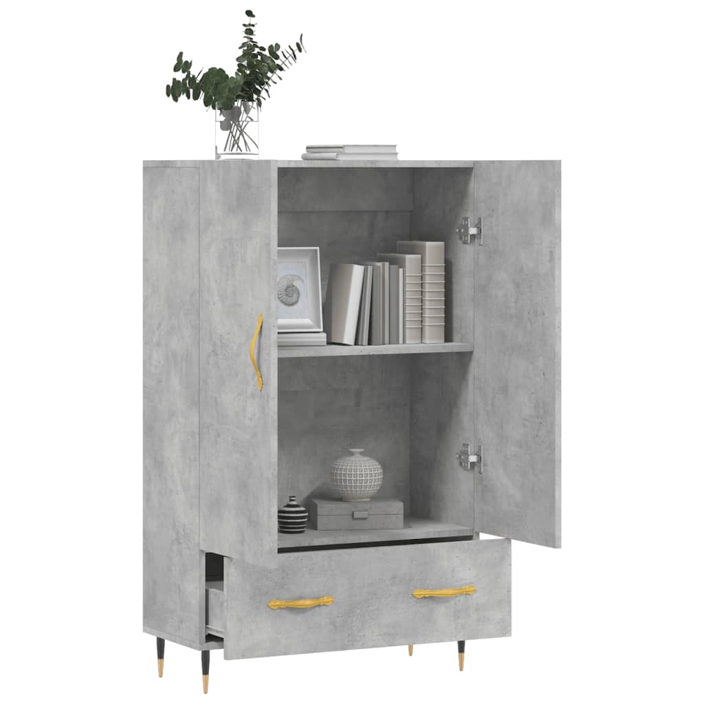 Aparador alto 69,5x31x115 cm derivados de madeira cinza-cimento