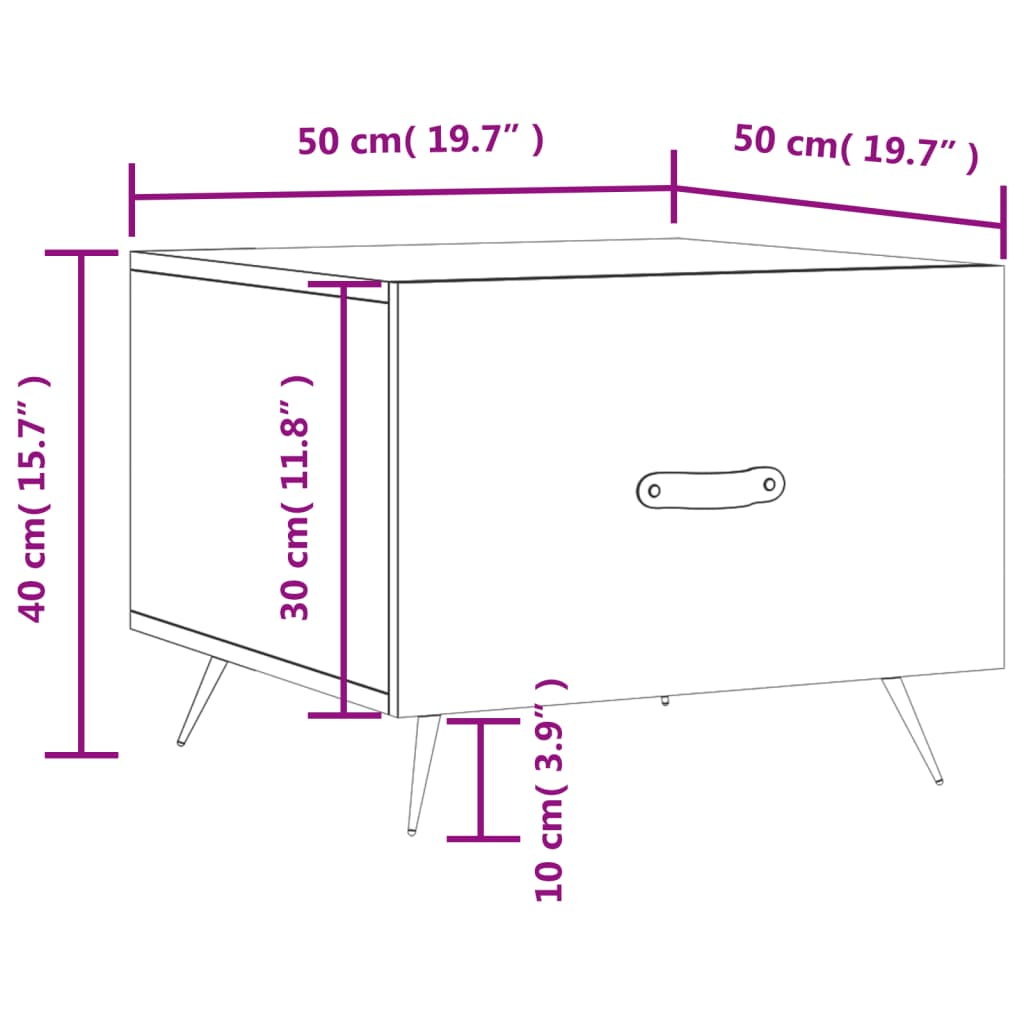 Mesa de centro 50x50x40 cm derivados de madeira branco