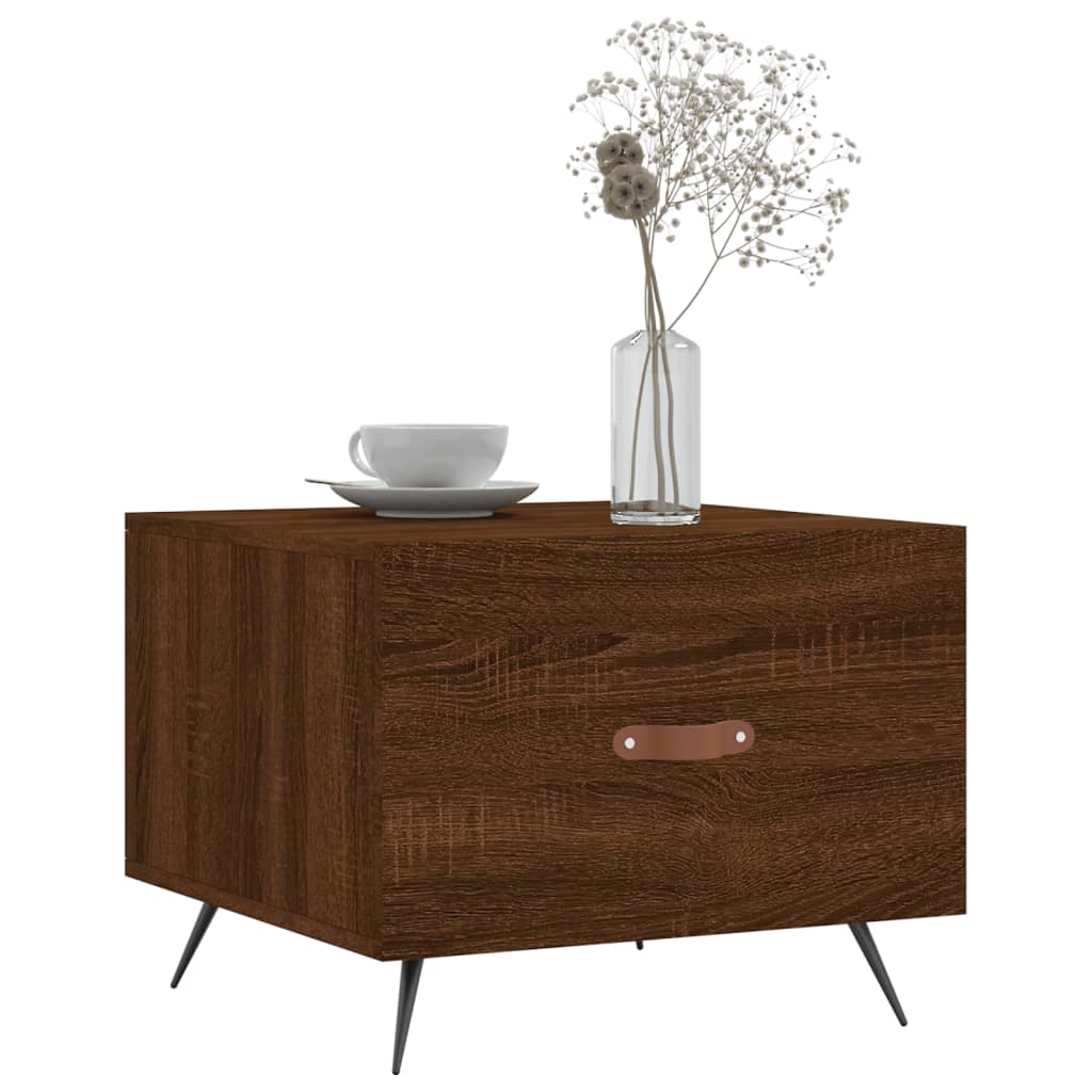 Mesa centro 2 pcs 50x50x40 cm madeira proc. carvalho castanho