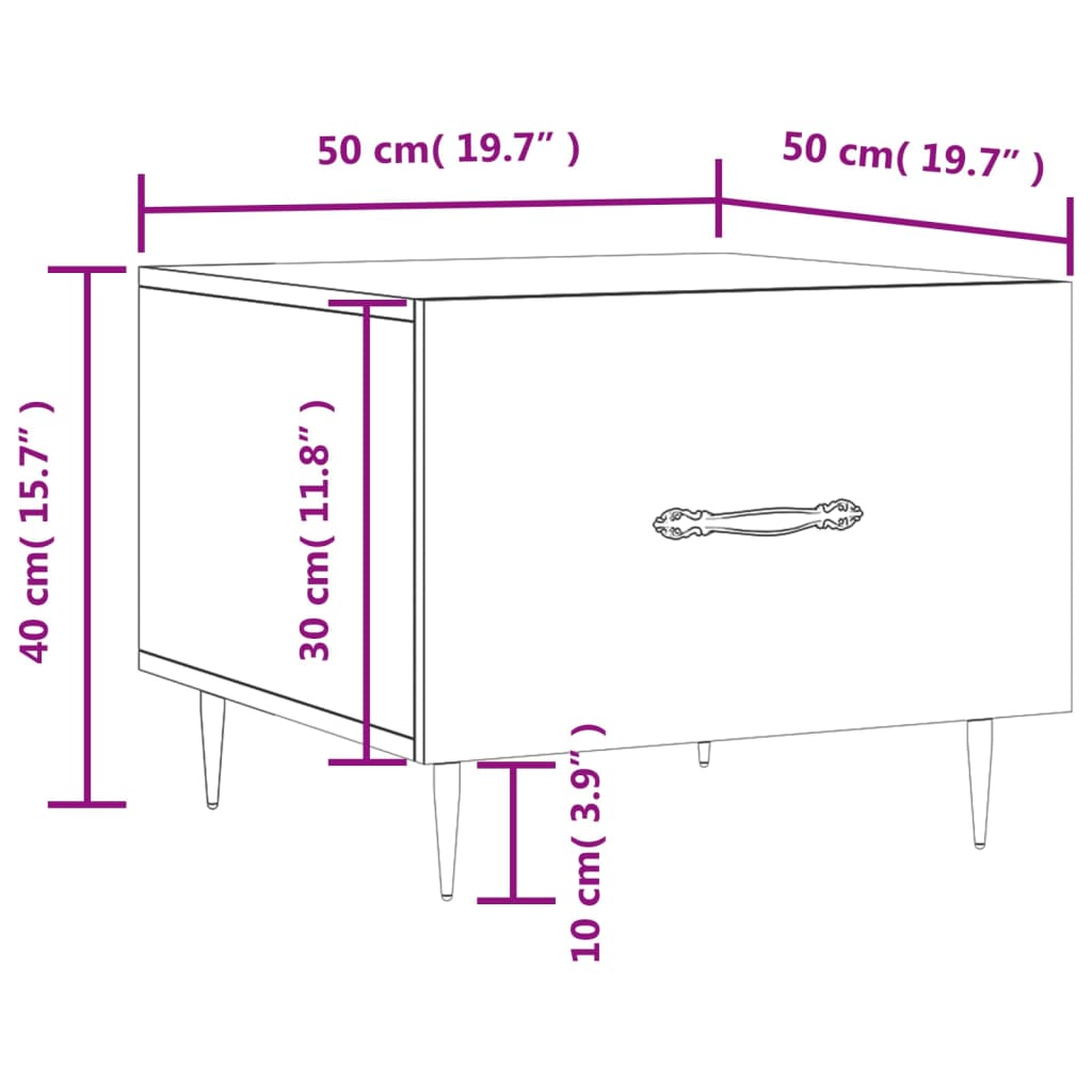 Mesa de centro 50x50x40 cm derivados madeira sonoma cinza