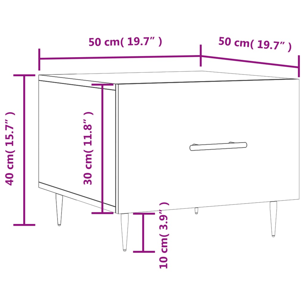 Mesa de centro 50x50x40 cm derivados de madeira branco