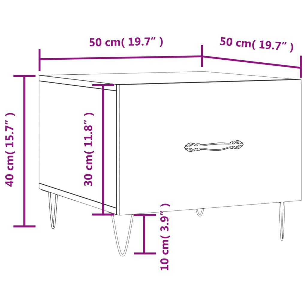 Mesa de centro 50x50x40 cm derivados madeira sonoma cinza