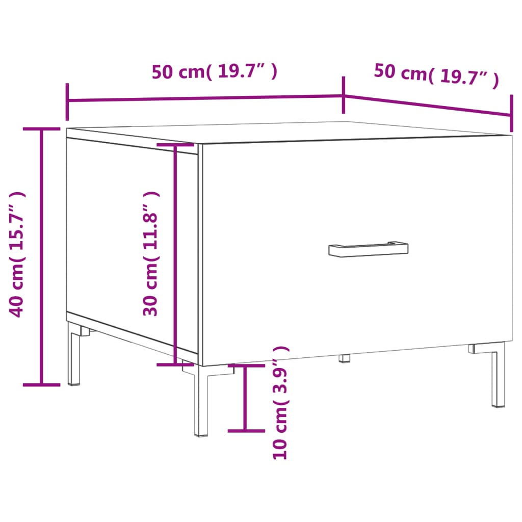 Mesa de centro 50x50x40 cm derivados de madeira branco