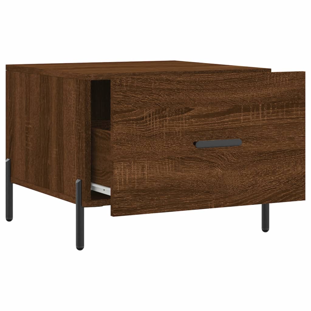 Mesa centro 2 pcs 50x50x40 cm madeira proc. carvalho castanho