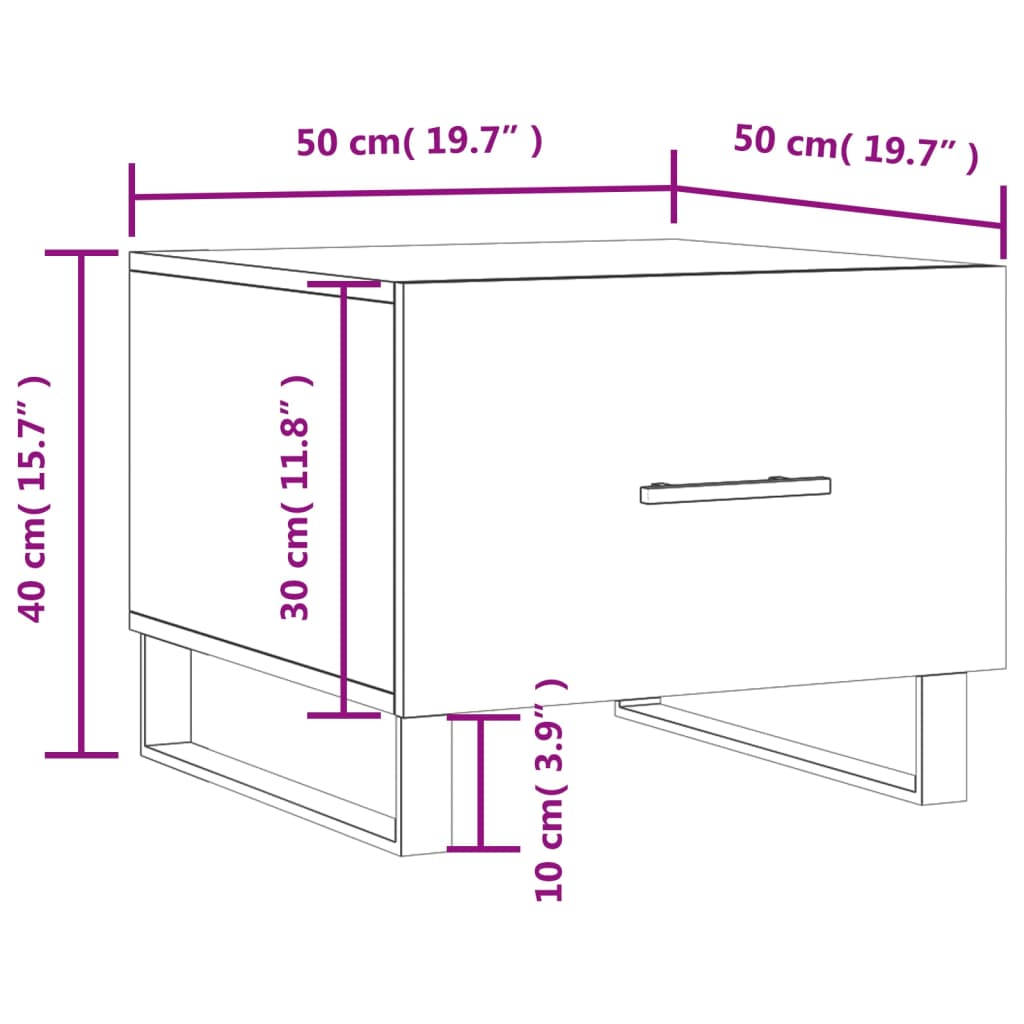 Mesa de centro 50x50x40 cm derivados madeira sonoma cinza