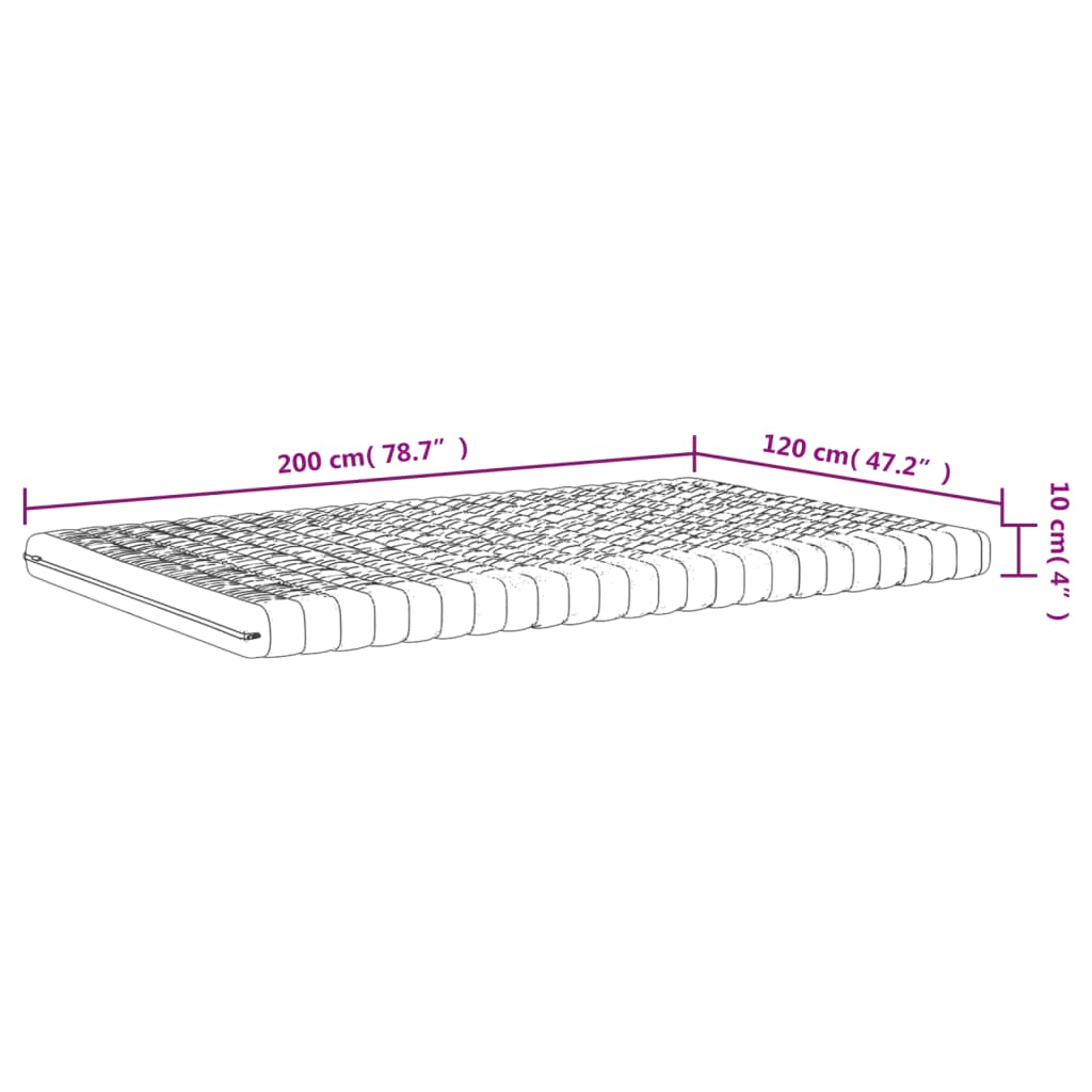 Colchão de espuma 120x200 cm 7 zonas dureza 20 ILD branco