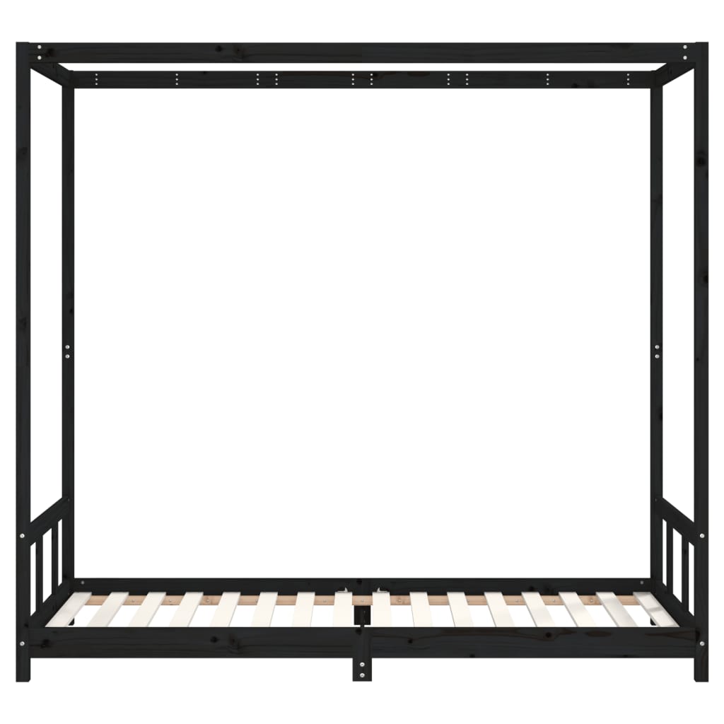 Estrutura de cama infantil 90x200 cm pinho maciço preto